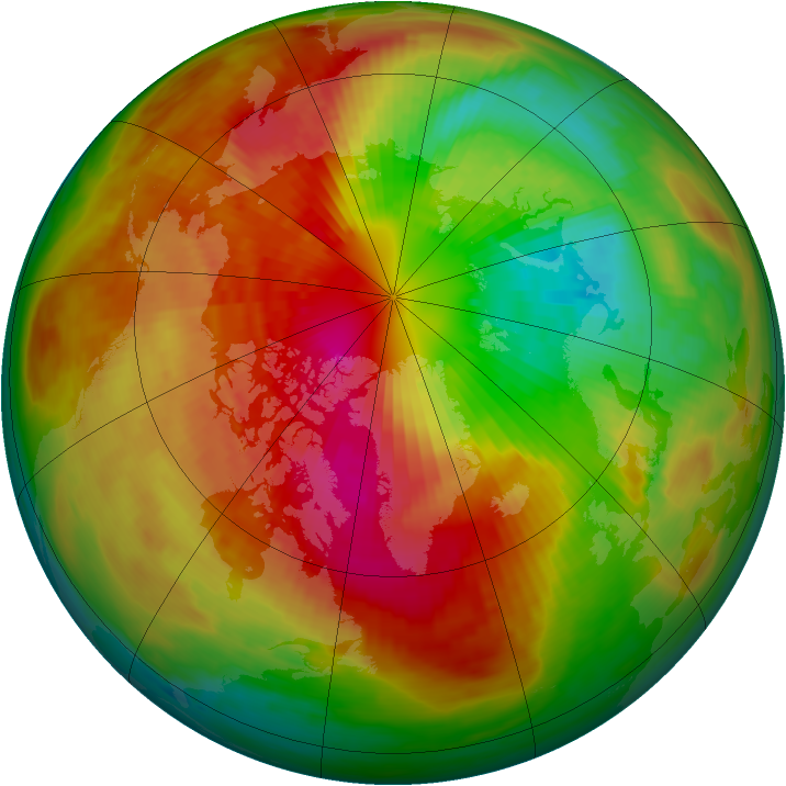 Arctic ozone map for 14 March 1986